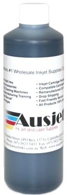 1-liter bottle of H003LF Sensient Cyan Ink, designed for inkjet cartridge refilling, featuring a vibrant blue color.