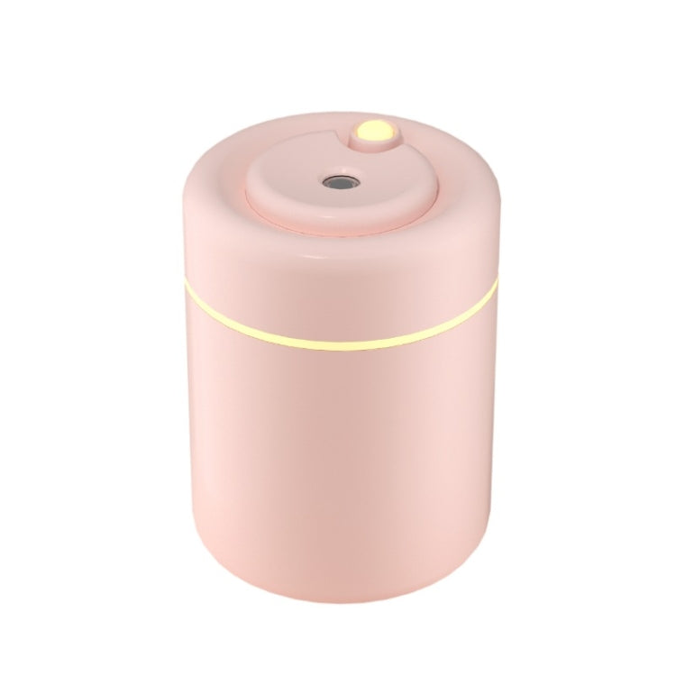 H6 Desktop USB Colorful Air Humidifier in Pink with ambient light, showcasing its sleek design and compact size.