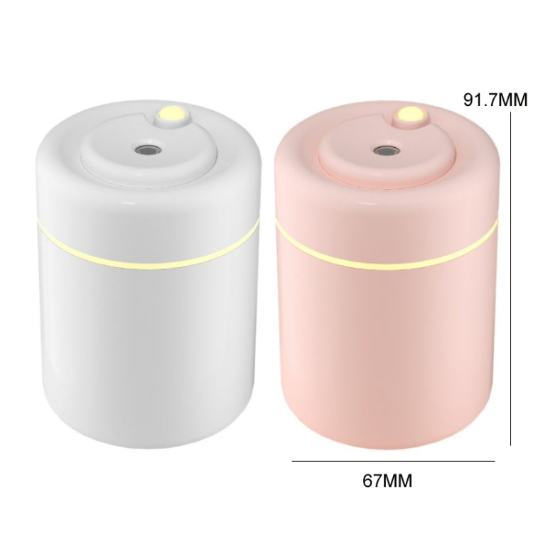 H6 Desktop USB Colorful Air Humidifier in Pink with ambient light, showcasing its sleek design and compact size.