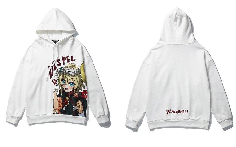 Harajuku hoodie for men featuring a Japanese Ukiyo-e anime girl print, showcasing a stylish and casual design.