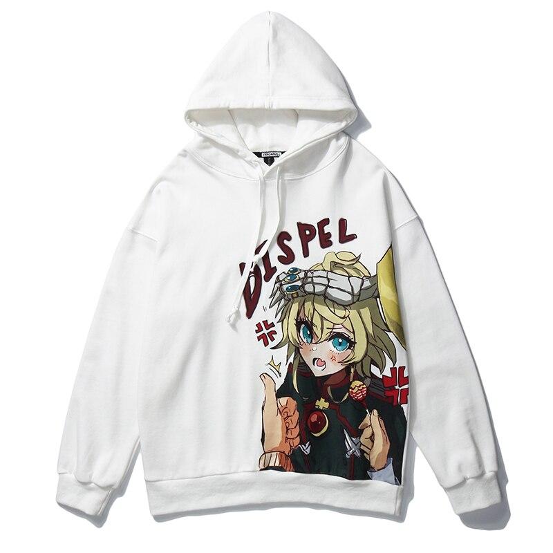 Harajuku hoodie for men featuring a Japanese Ukiyo-e anime girl print, showcasing a stylish and casual design.