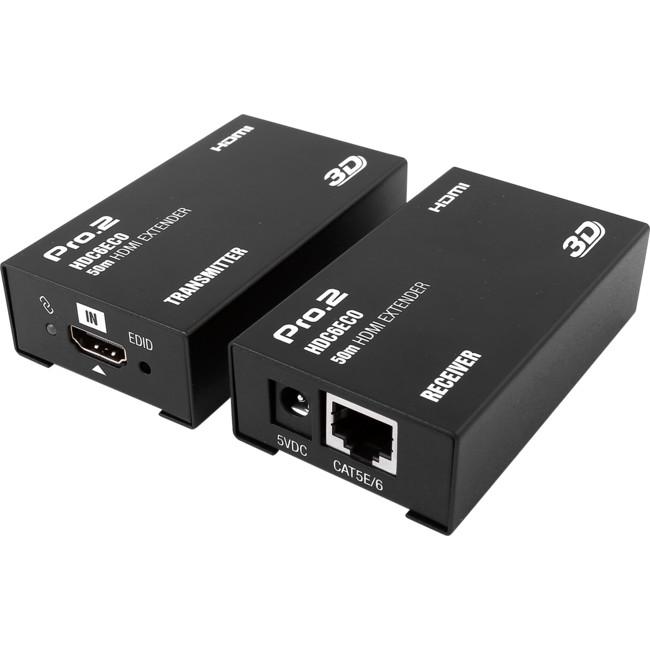 HDMI over Single Cat6 Extender set including transmitter and receiver with power supplies.