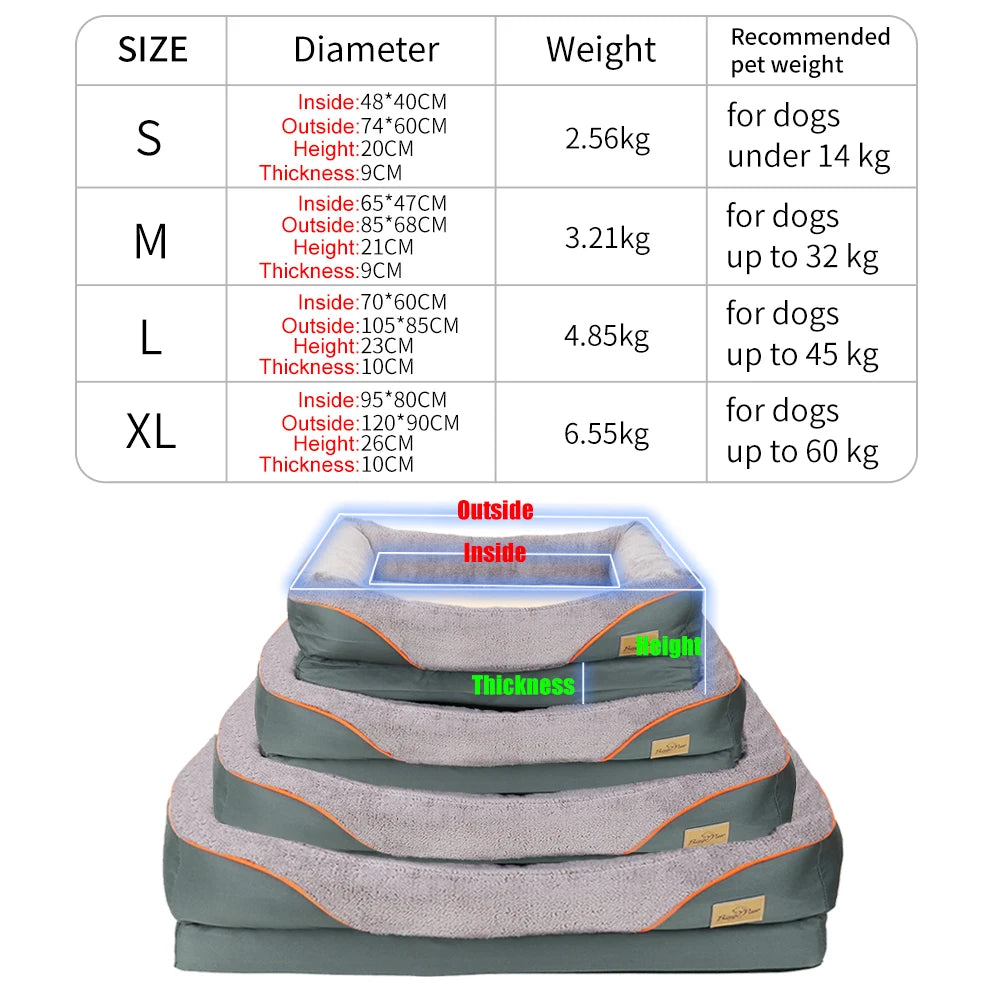 Heavy Duty Large Orthopedic Pet Bed with soft cushion foam and waterproof design, suitable for dogs of various sizes.