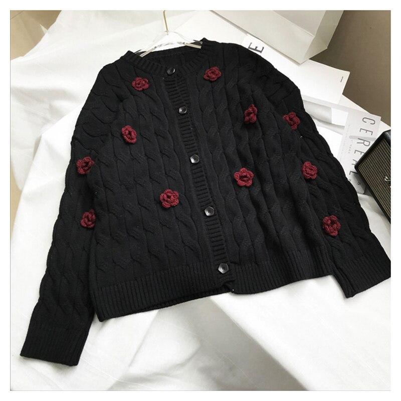 High quality women's winter cardigan sweater featuring embroidered floral design, perfect for festive occasions and cold weather.