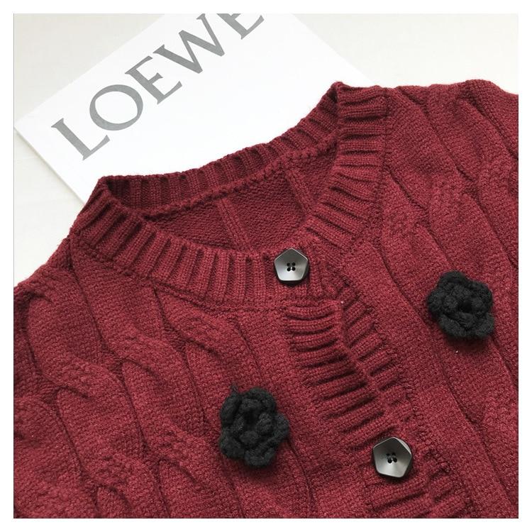 High quality women's winter cardigan sweater featuring embroidered floral design, perfect for festive occasions and cold weather.