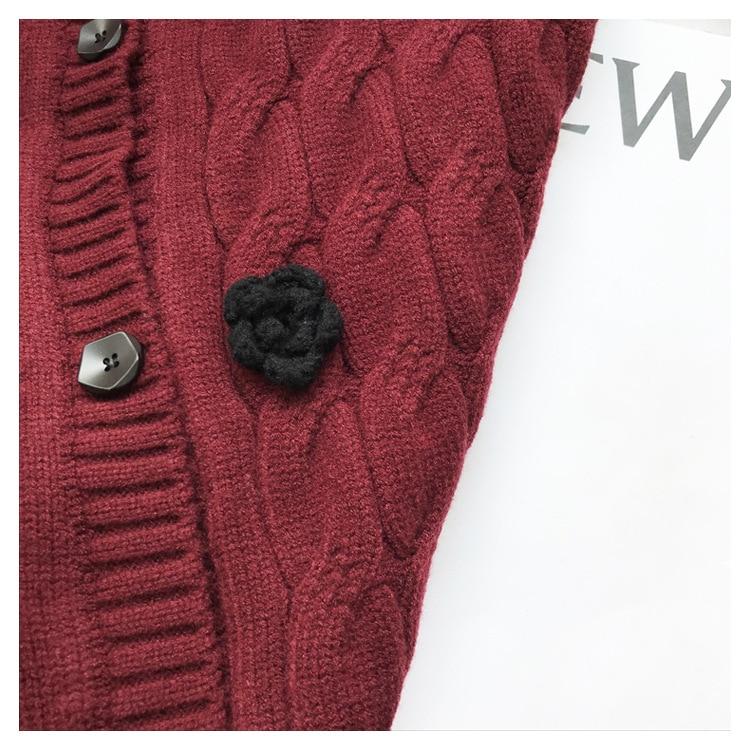 High quality women's winter cardigan sweater featuring embroidered floral design, perfect for festive occasions and cold weather.