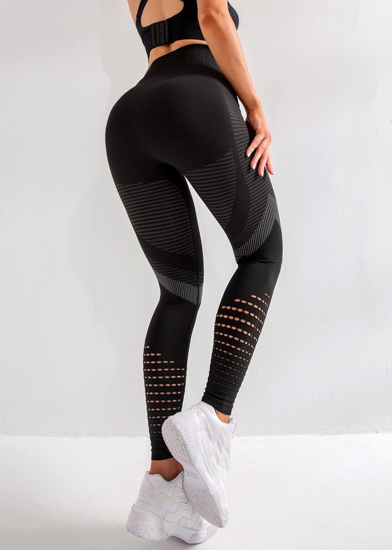 High Waist Fitness Gym Leggings for Women in various colors, showcasing seamless design and elastic waist for comfort during workouts.