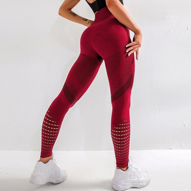 High Waist Fitness Gym Leggings for Women in various colors, showcasing seamless design and elastic waist for comfort during workouts.