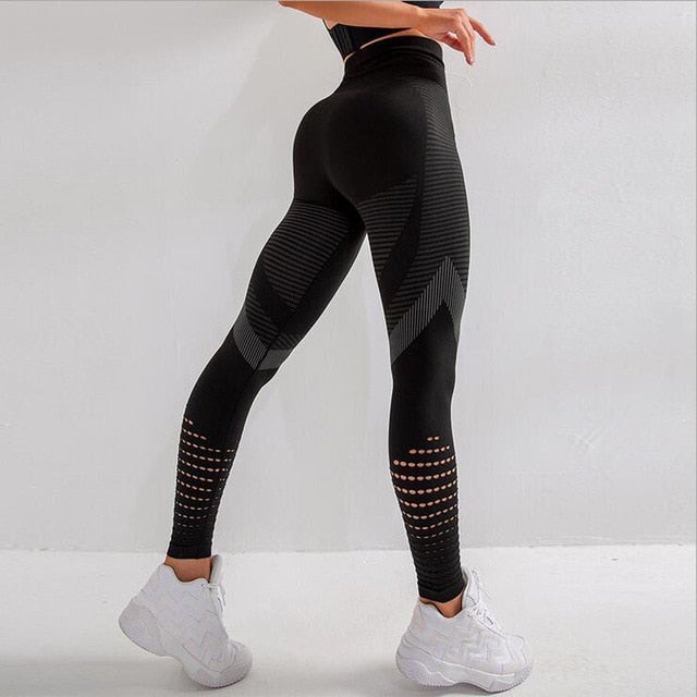 High Waist Fitness Gym Leggings for Women in various colors, showcasing seamless design and elastic waist for comfort during workouts.