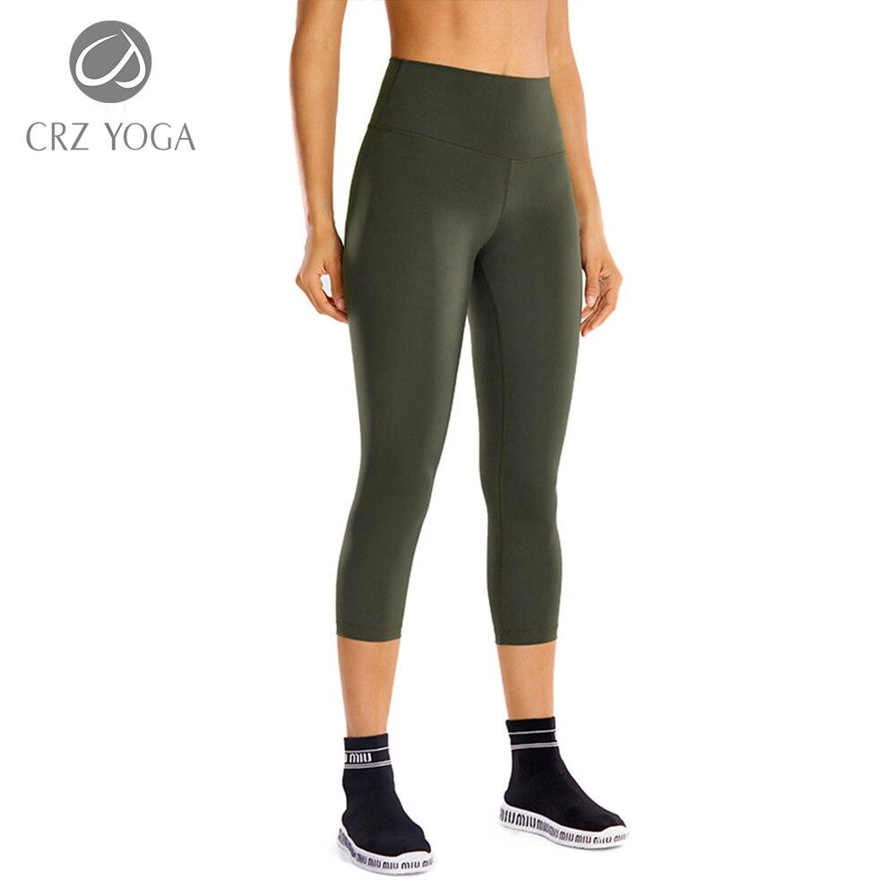 High Waisted Capri Workout Leggings for Women in black, featuring a snug fit and elastic waist, perfect for athletic activities.