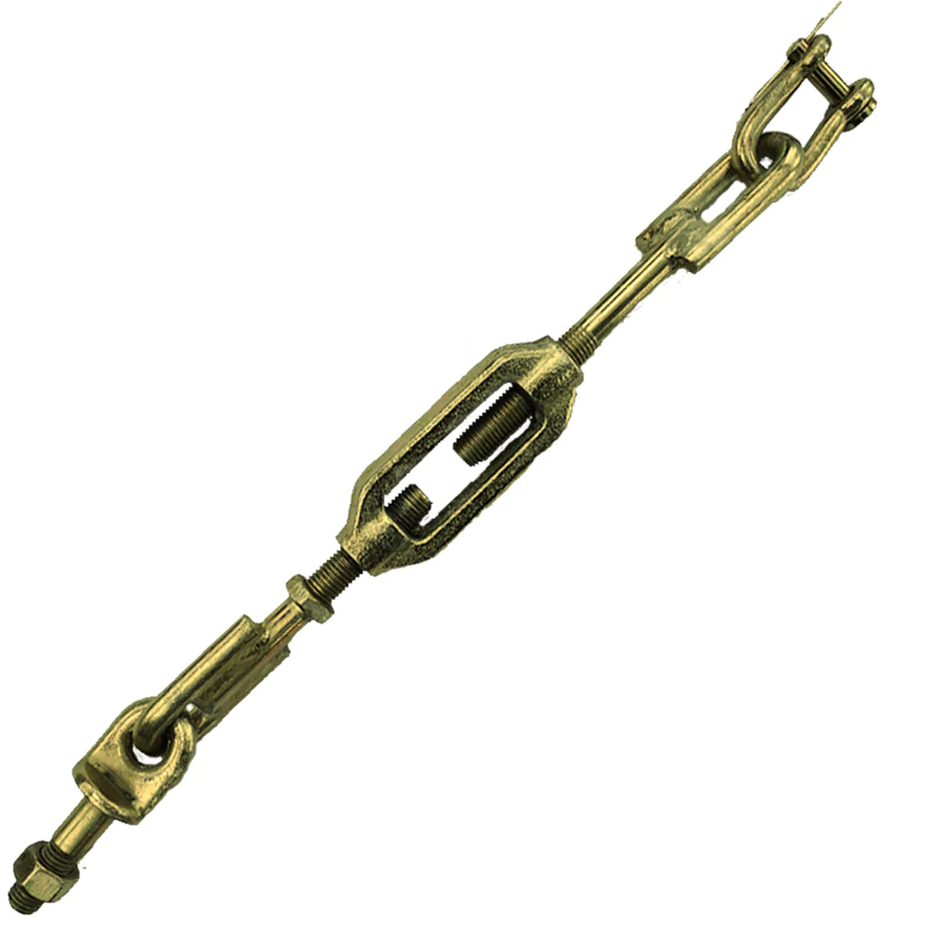 Hitch Chain Stabilizer for Kubota, adjustable from 16.5" to 20", featuring a durable yellow zinc finish.