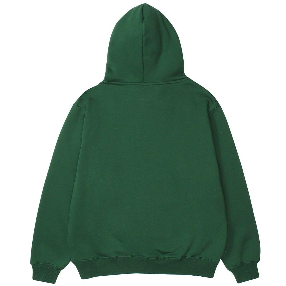 Men's fleece hoodie featuring a furry bear letter print in black and green, perfect for autumn and winter streetwear.