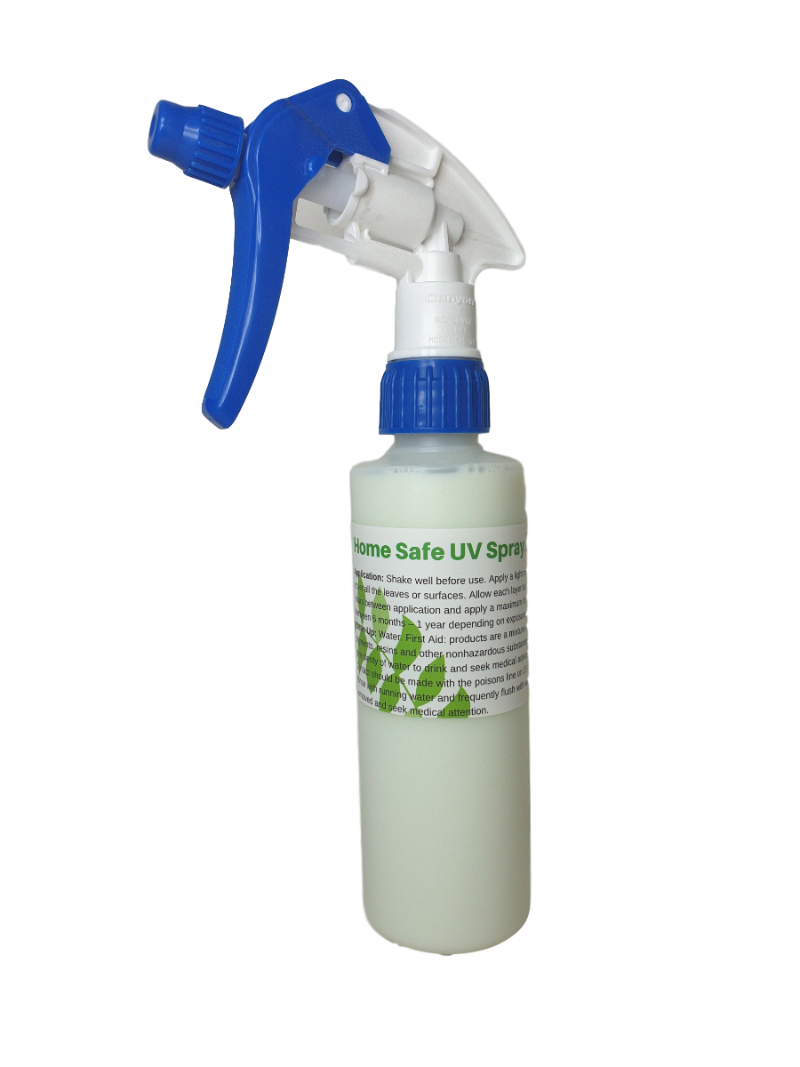 250ml bottle of Home Safe UV Artificial Plants Spray Protector, designed for heavy-duty UV protection of artificial plants.