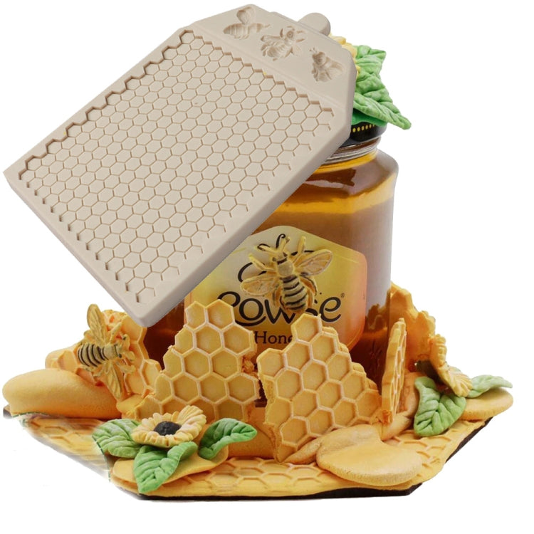 Honeycomb Block Textured Silicone Mold for fondant and chocolate, showcasing its intricate design and flexible material.