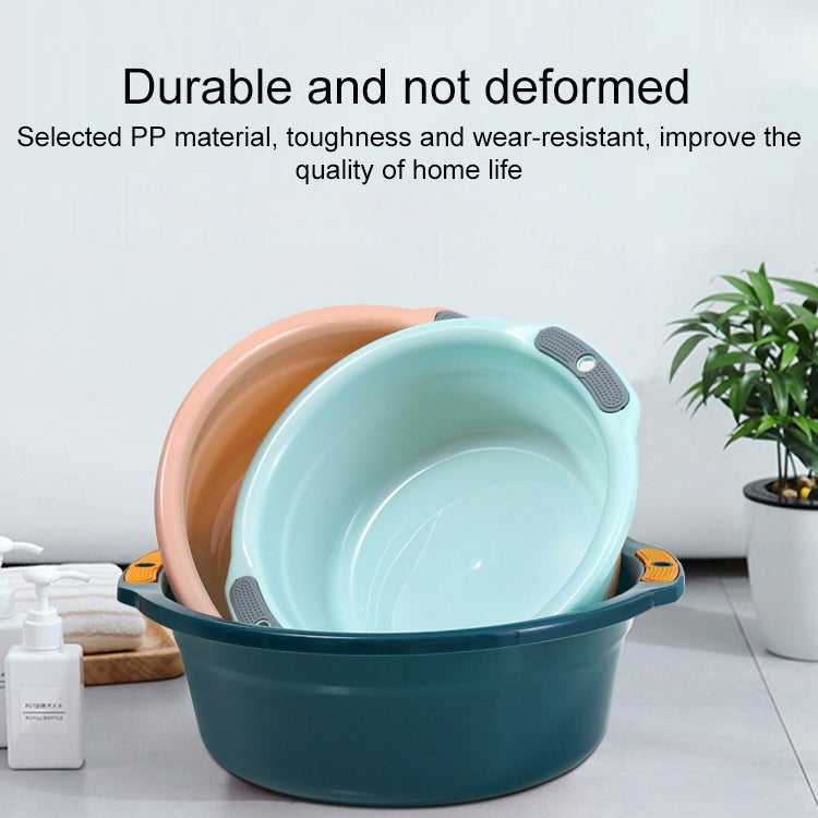 Household Hanging Thickened Double-ear Anti-slip Wash Basin in three sizes, showcasing its durable PP material and non-slip handles.