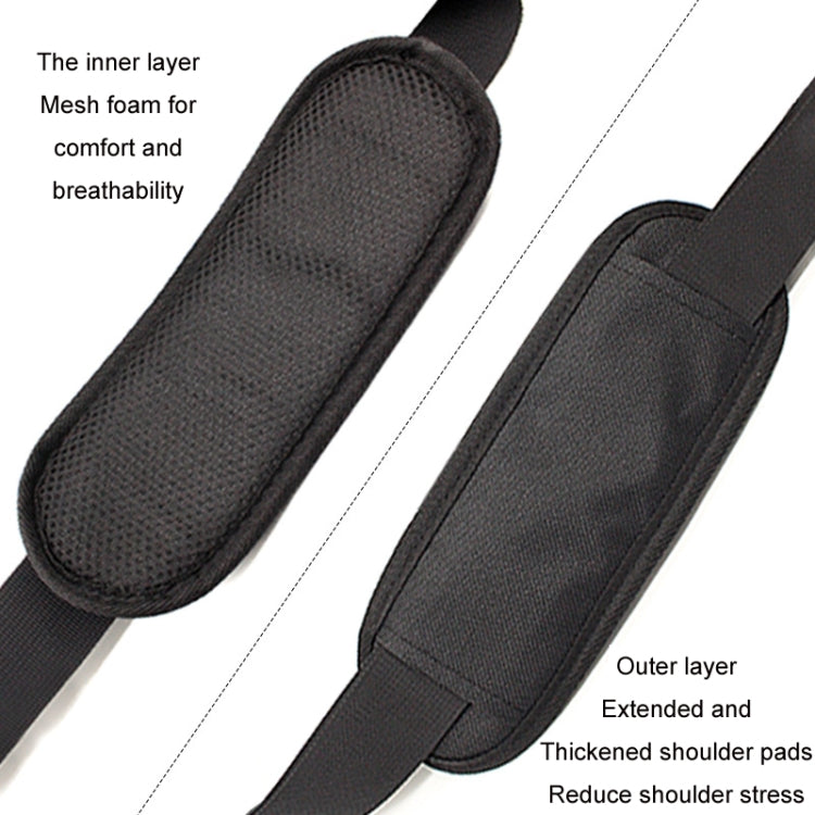 Household lawn mower adjustable fixed straps in black, featuring durable nylon and oxford cloth with comfortable shoulder pads.