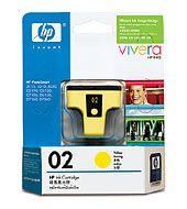 HP 02 AP Yellow Ink Cartridge, original HP ink for vibrant printing.