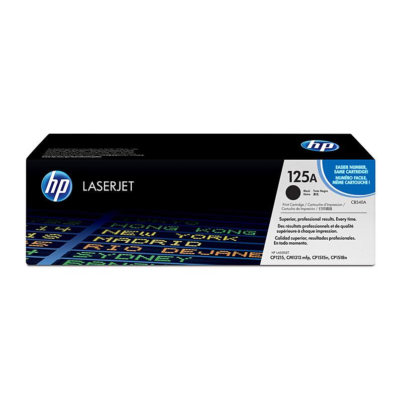 HP #125A Black Toner Cartridge CB540A, a genuine toner cartridge for high-quality printing, yielding 2,200 pages.