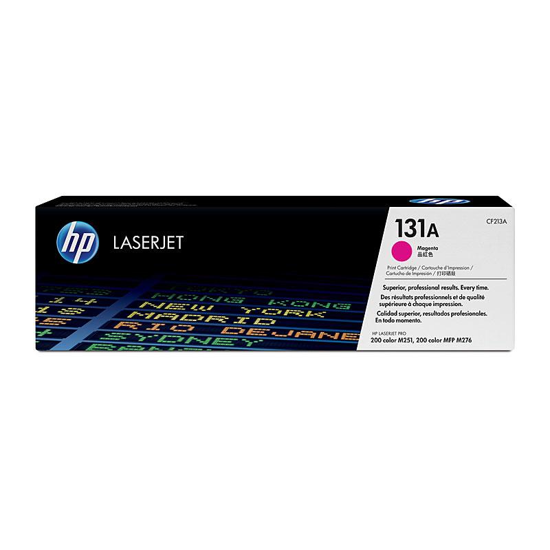 HP #131A Magenta Toner CF213A cartridge, vibrant magenta color, designed for HP LaserJet Pro printers.