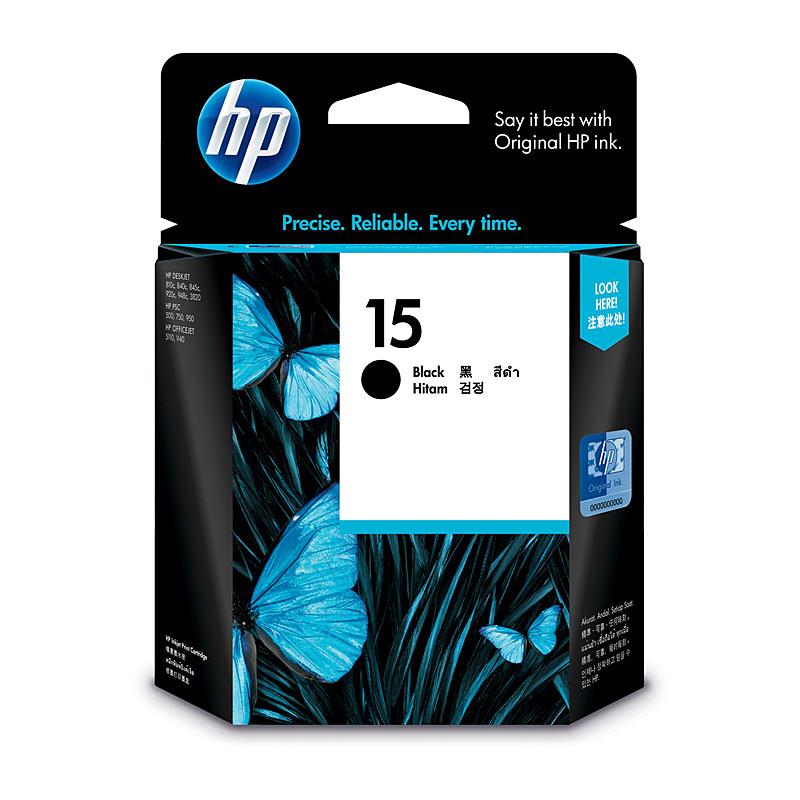 HP #15 Black Ink Cartridge C6615DA, a genuine ink cartridge designed for high-quality printing, compatible with various HP printers.