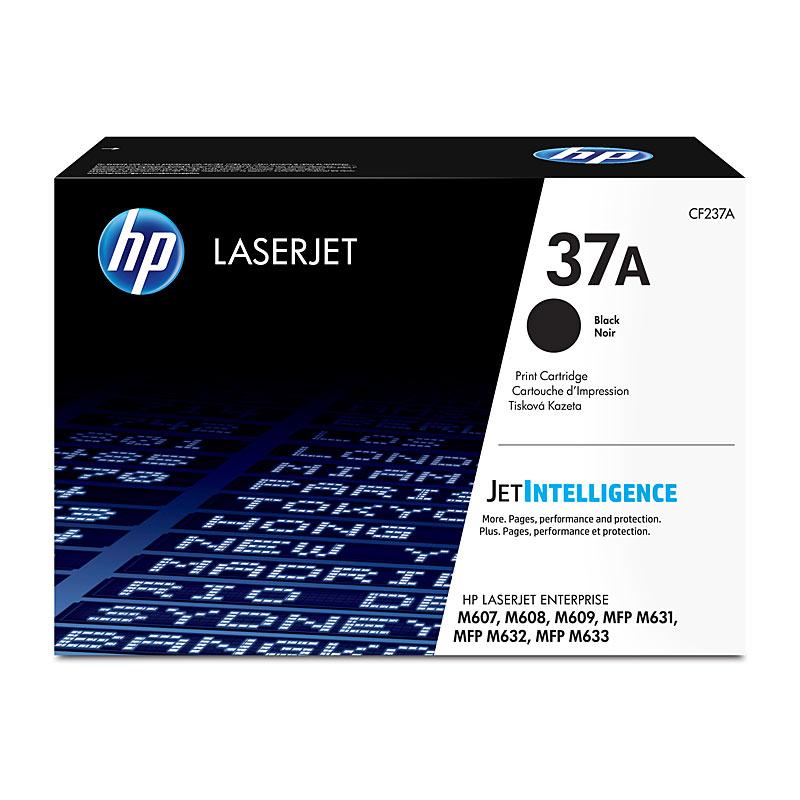 HP #37A Black Toner CF237A cartridge, designed for high-quality printing with a yield of 11,000 pages, compatible with various HP LaserJet printers.