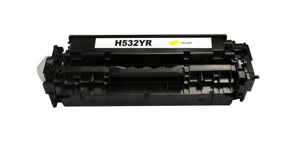 HP 5 Star CART-318Y CC532A #304A CART-418Y Yellow Premium toner cartridge, showcasing its vibrant yellow color and sleek design.