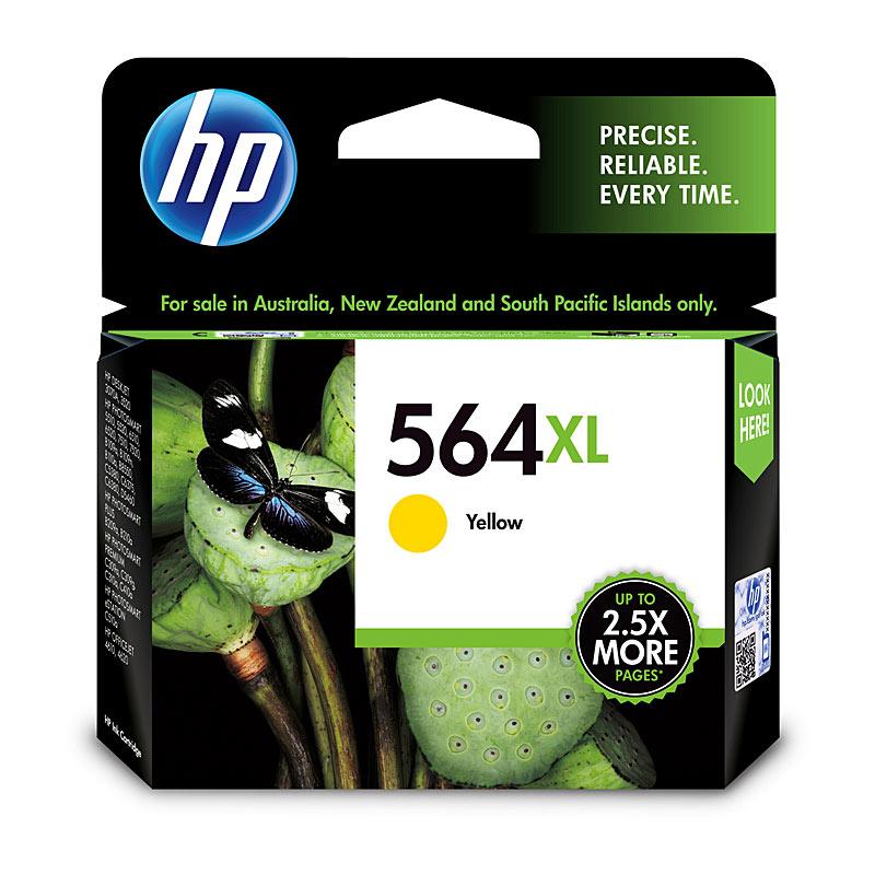 HP #564 Yellow XL Ink cartridge, high-capacity ink for vibrant printing.