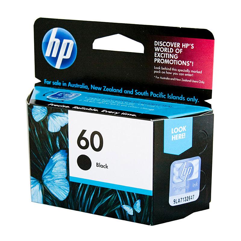 HP #60 Black Ink CC640WA cartridge, premium quality, designed for HP printers, yielding 200 pages.