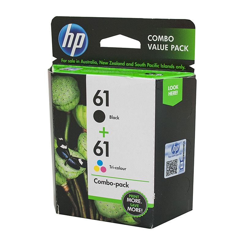 HP #61 Black & Colour Ink Pack featuring black and color cartridges, designed for high-quality printing.