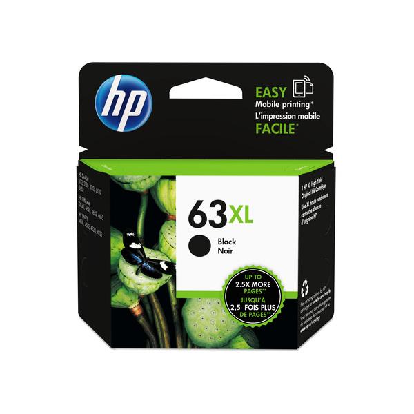 HP 63 Original Black High Yield Ink cartridge, designed for high-quality printing with a yield of 480 pages.