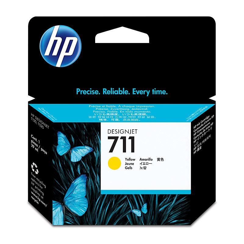 HP #711 29ml Yellow Ink cartridge, designed for vibrant and high-quality prints, compatible with HP DesignJet T120 and T520 printers.