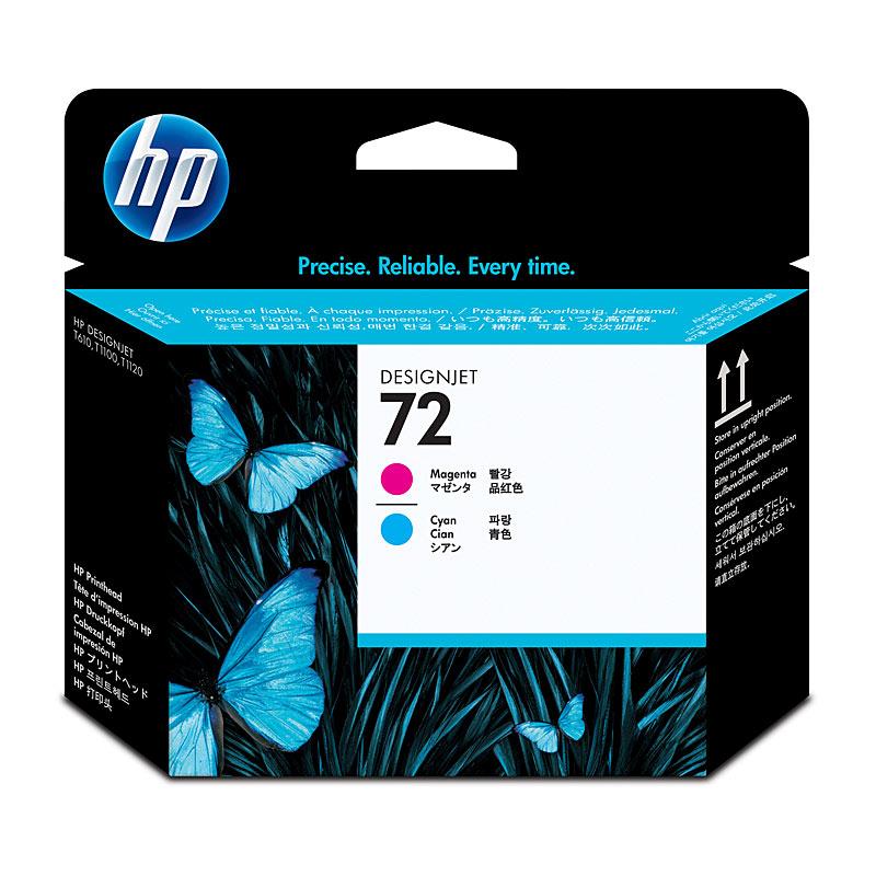 HP #72 Cyan Magenta Printhead C9383A, showcasing vibrant colors and sleek design for high-quality printing.