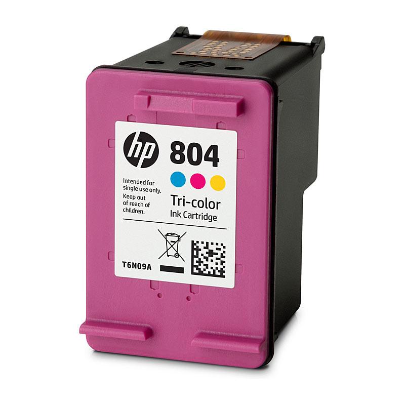 HP #804 Colour Ink T6N09AA cartridge showcasing vibrant colors and sleek design, ideal for high-quality printing.