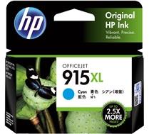 HP 915XL High Yield Cyan Original Ink Cartridge with vibrant cyan ink for high-quality printing.