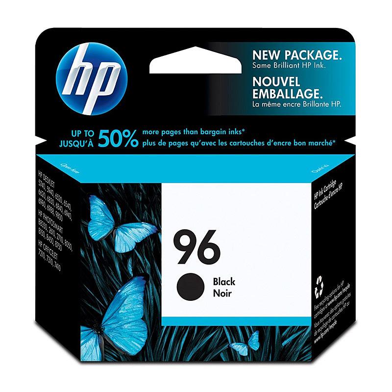 HP #96 Black Ink Cartridge C8767WA, a genuine ink cartridge designed for high-quality printing, yielding up to 800 pages.