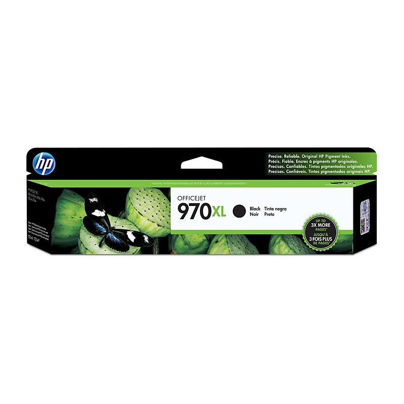 HP #970XL Black Ink cartridge, designed for high-volume printing with a yield of 9,200 pages, compatible with various HP OfficeJet Pro printers.