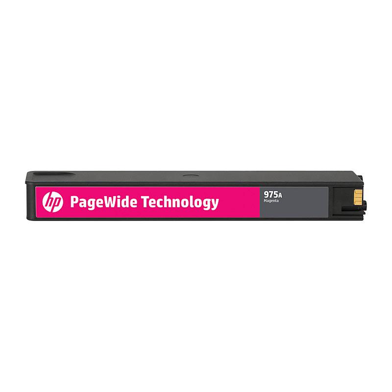 HP #975A Magenta Ink cartridge, L0R91AA, designed for high-quality printing with vibrant colors, yielding up to 3,000 pages.