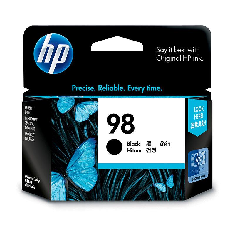 HP #98 Black Ink Cartridge C9364WA, a genuine ink cartridge designed for high-quality printing, compatible with various HP printers.