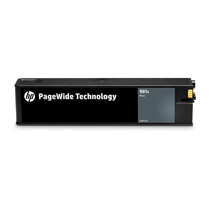 HP #981X Black Ink Cartridge L0R12A, high yield cartridge designed for HP PageWide printers, yielding up to 11,000 pages.