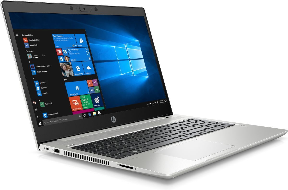 HP ProBook 450 G7 laptop with 15.6-inch FHD display, Intel i5 processor, and sleek design.