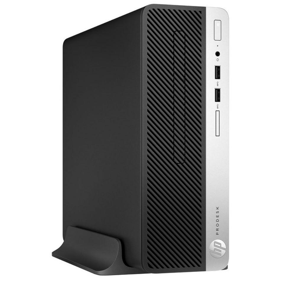 HP ProDesk 400 G6 SFF desktop PC with Intel i5-9500, 8GB RAM, and 256GB SSD, showcasing its compact design and connectivity ports.