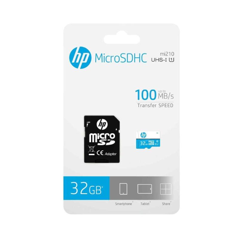 HP uSD U1 32GB microSD card with a sleek design, ideal for expanding device storage.