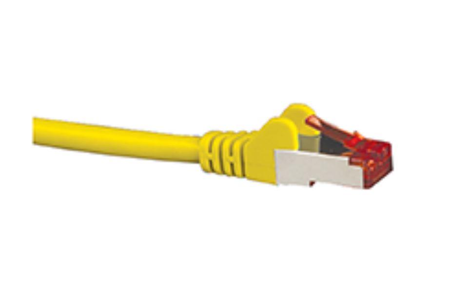 HYPERTEC CAT6A Shielded Cable 2m in yellow color, featuring RJ45 connectors and a robust LSZH jacket for enhanced safety and performance.