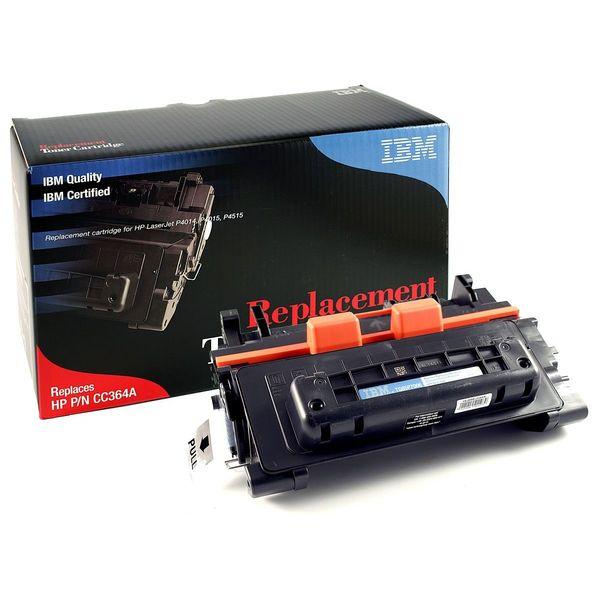 IBM Brand Replacement Toner for CC364A cartridge, designed for Laserjet P4015A series printers, showcasing its sleek design and packaging.