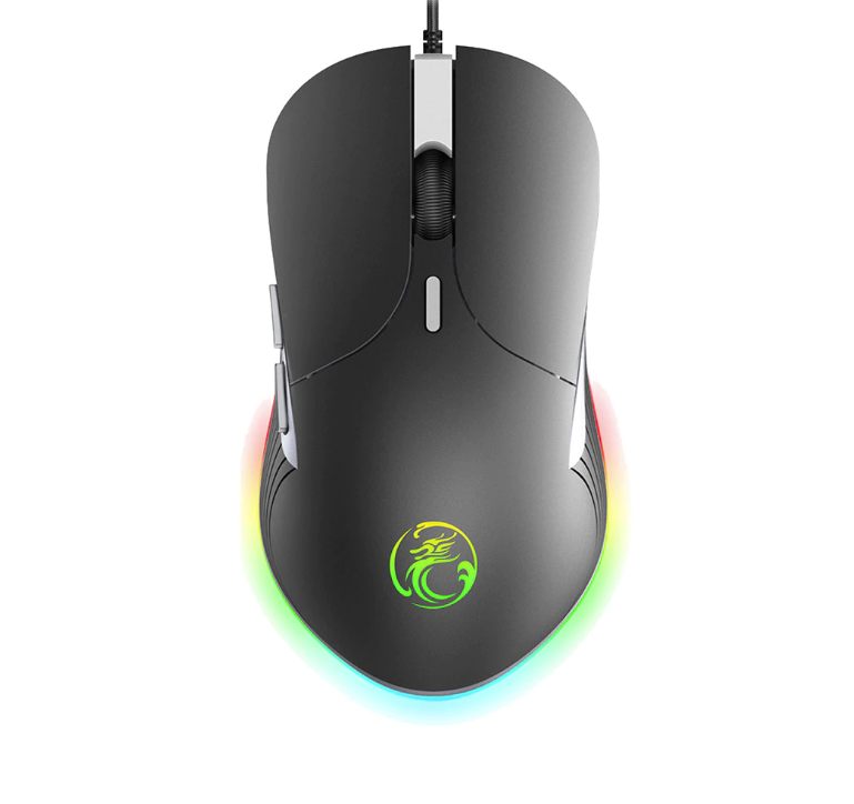 iMice X6 Optical Gaming Mouse with ergonomic design and colorful LED lights, featuring adjustable DPI settings for enhanced gaming performance.