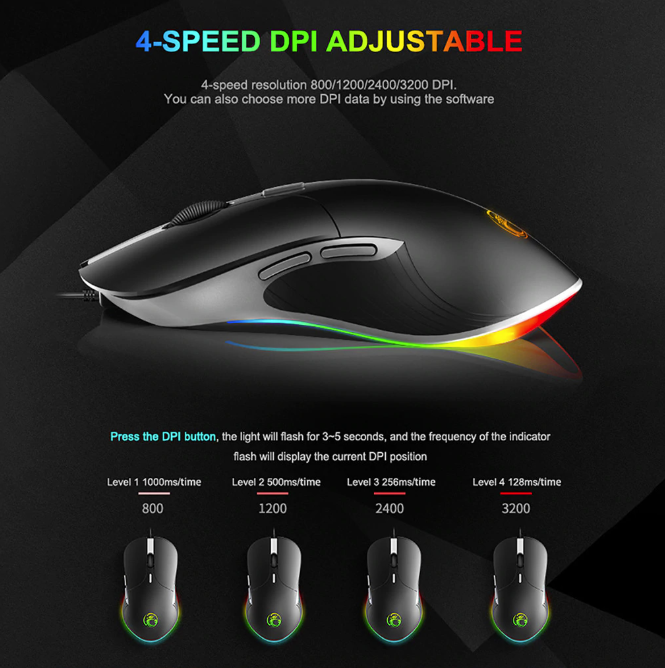 iMice X6 Optical Gaming Mouse with ergonomic design and colorful LED lights, featuring adjustable DPI settings for enhanced gaming performance.