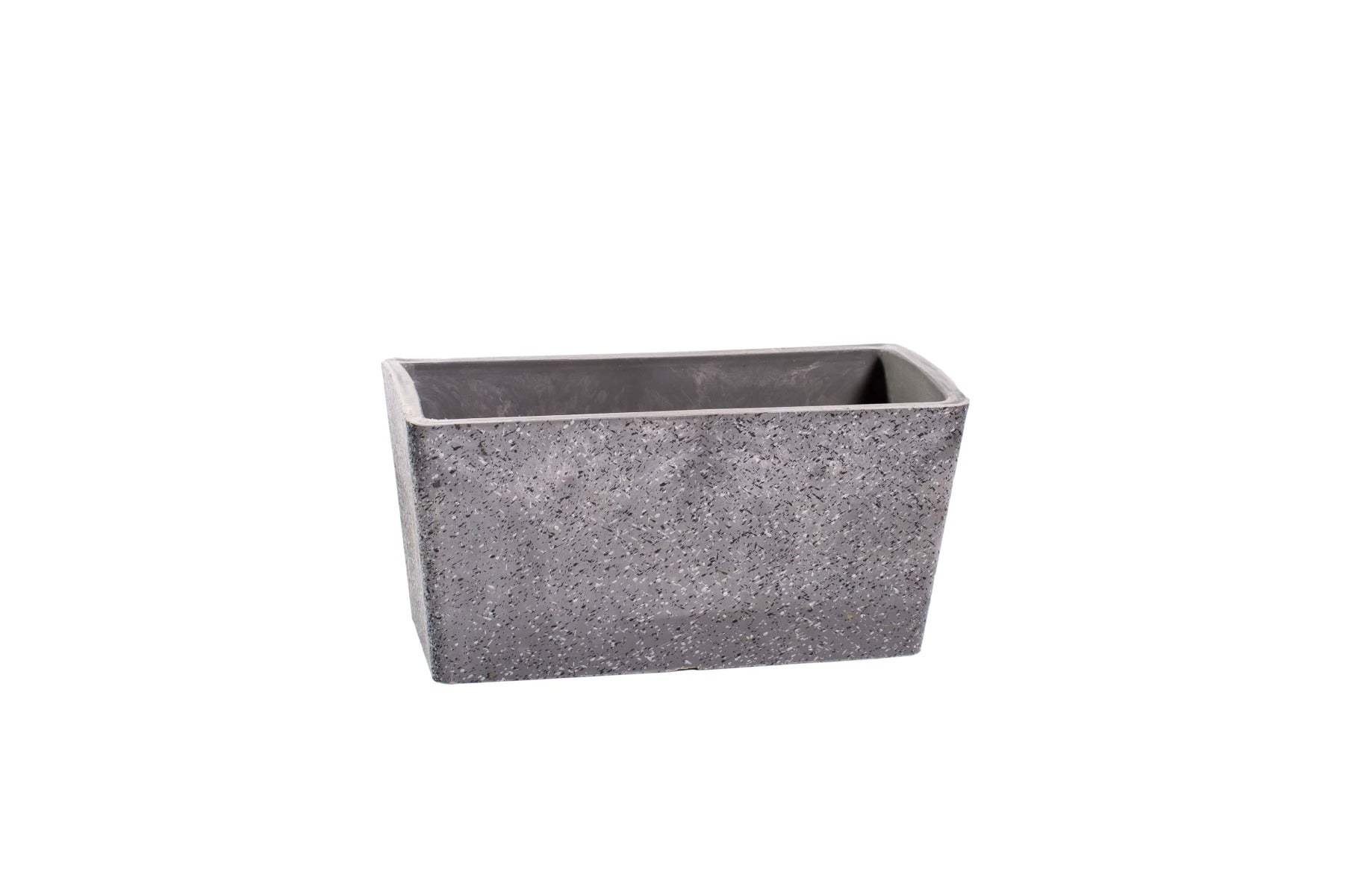 Imitation Stone Grey Rectangle Planter 27cm made from recycled materials, showcasing a modern design suitable for various plants.