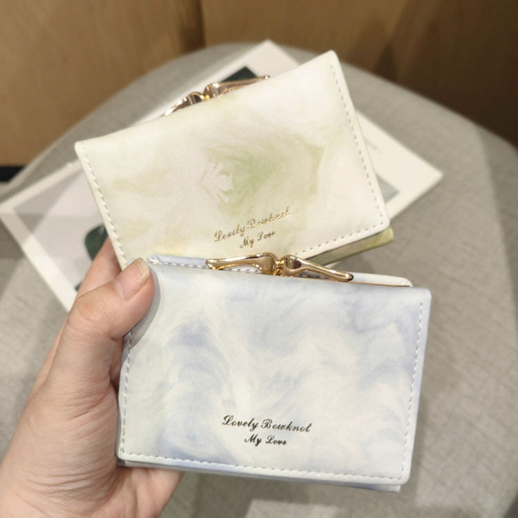 Ink Painting Elements Tri-fold Wallet in yellow, featuring an elegant design with multiple card slots and a compact size.