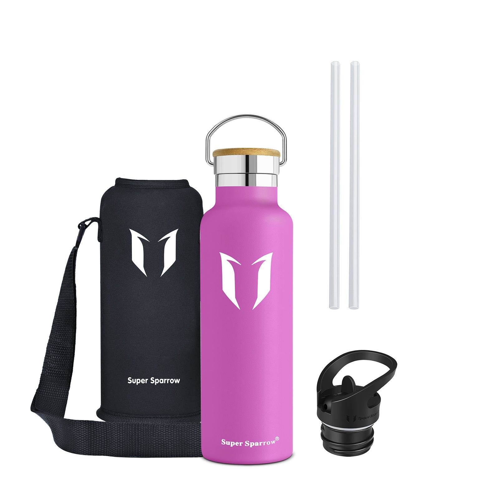 Insulated stainless steel water bottle in sleek design, showcasing dual caps and a durable finish, perfect for outdoor and gym use.