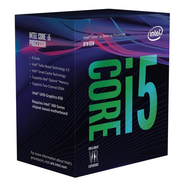 INTEL Core i5-8400 processor with 6 cores and 2.8GHz frequency, designed for 8th generation motherboards.